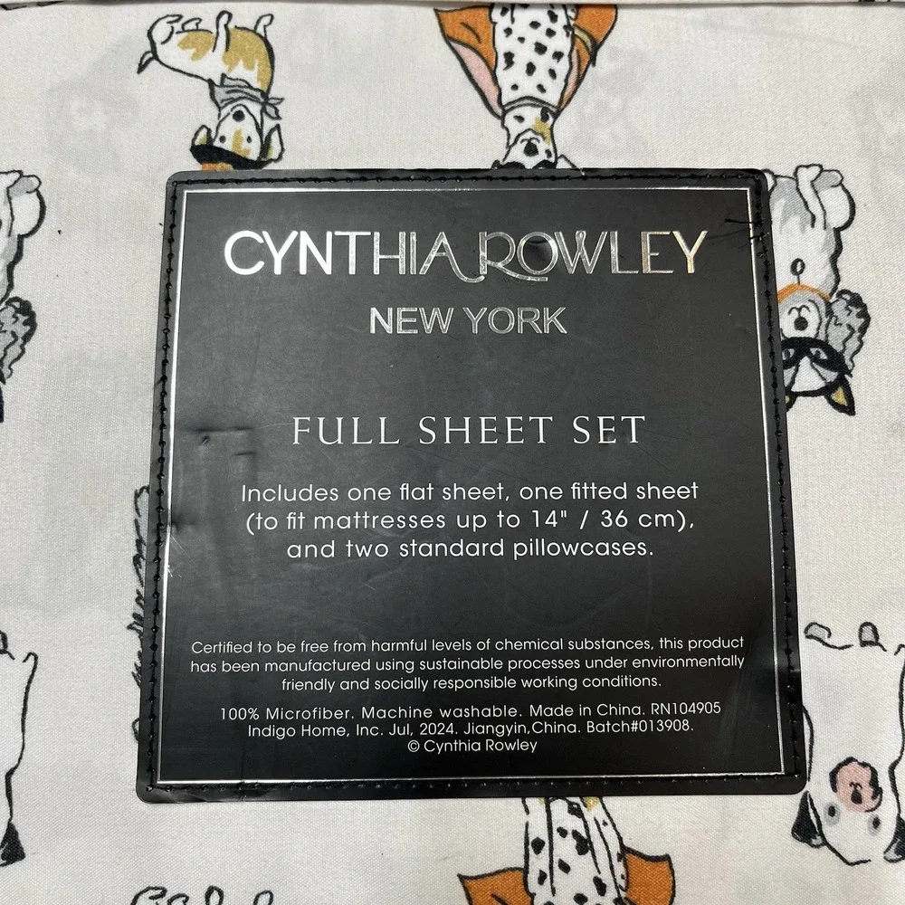 Cynthia Rowley Full Sheet Set Halloween Dogs Puppy Trick Or Treet Print 4 PC